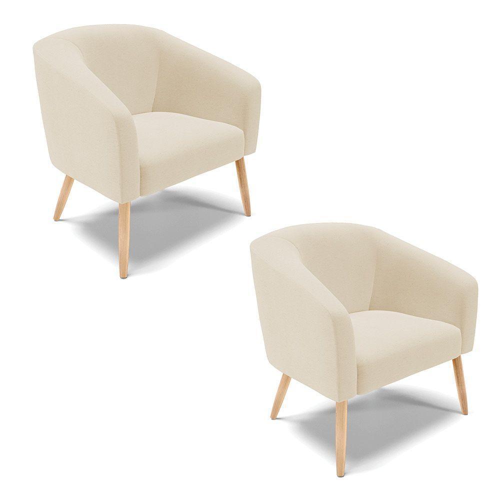 Cadeira Sala De Jantar Pé Palito Natural Kit 2 Stella Linho D03 - D'rossi Cor Bege - 1