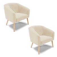 Cadeira Sala De Jantar Pé Palito Natural Kit 2 Stella Linho D03 - D'rossi Cor Bege - 1