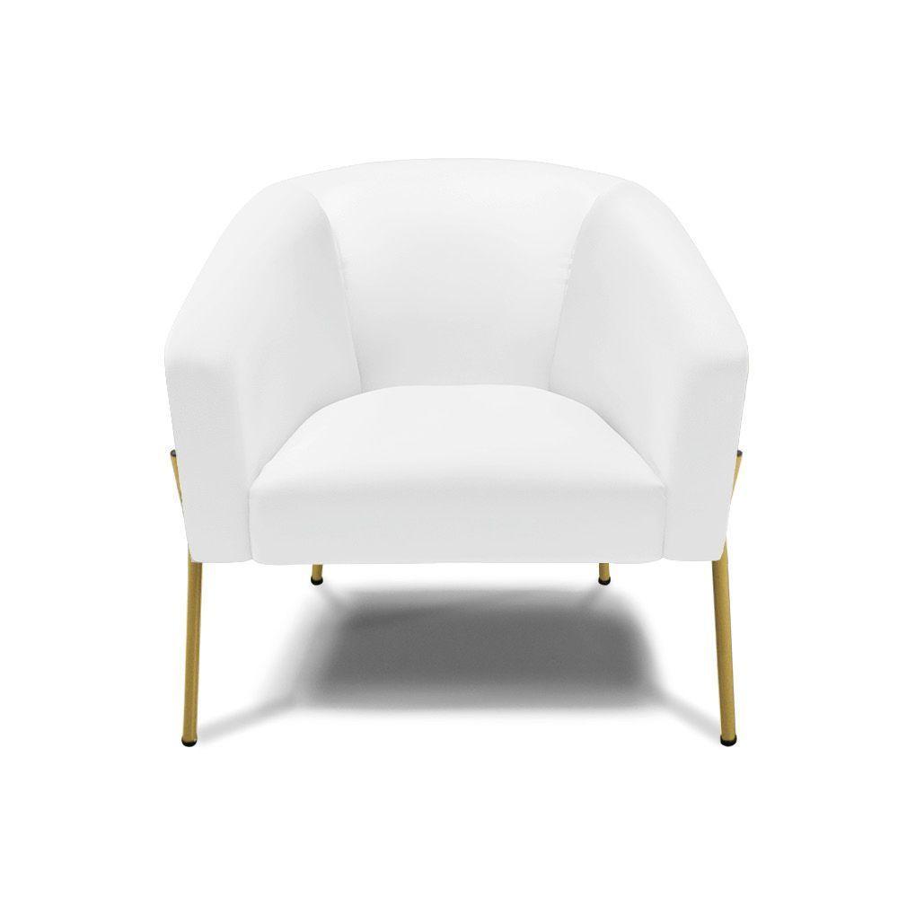 Cadeira Sala De Jantar Pé De Ferro Dourado Kit 2 Stella Sintético D03 - D'rossi Cor Branco - 2