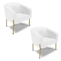 Cadeira Sala De Jantar Pé De Ferro Dourado Kit 2 Stella Sintético D03 - D'rossi Cor Branco - 1