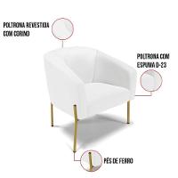 Cadeira Sala De Jantar Pé De Ferro Dourado Kit 2 Stella Sintético D03 - D'rossi Cor Branco - 5