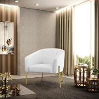 Cadeira Sala De Jantar Pé De Ferro Dourado Kit 2 Stella Sintético D03 - D'rossi Cor Branco - 6