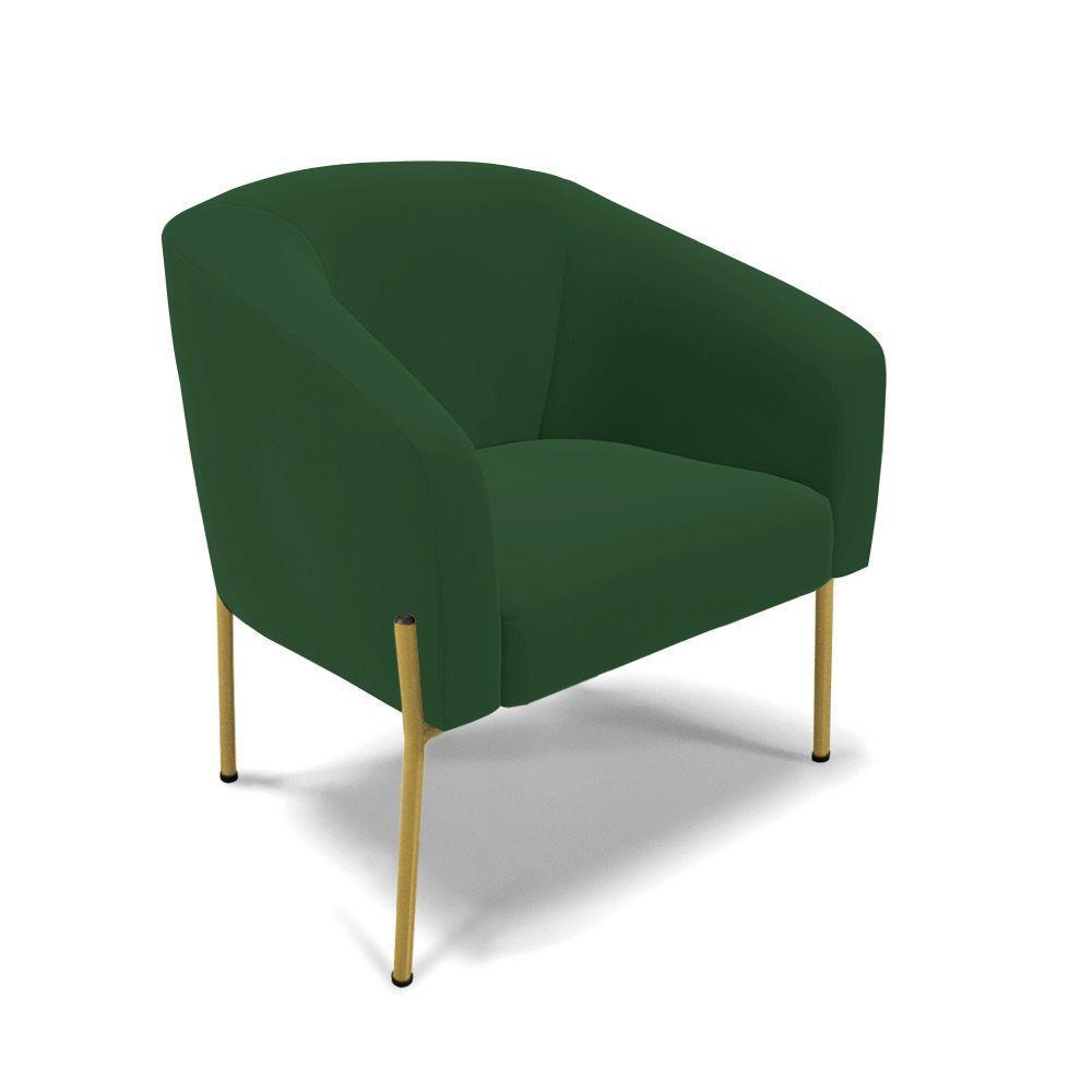 Cadeira Sala De Jantar Pé De Ferro Dourado Kit 2 Stella Veludo D03 - D'rossi Cor Verde - 2