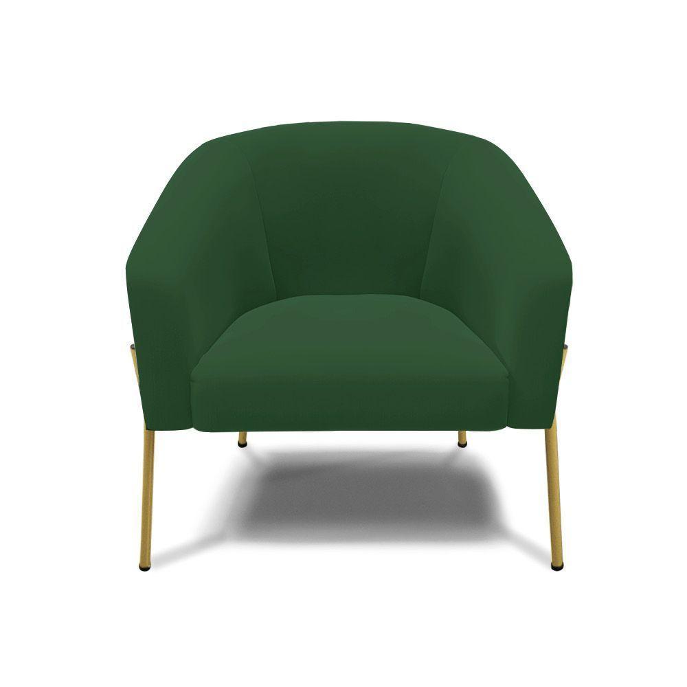 Cadeira Sala De Jantar Pé De Ferro Dourado Kit 2 Stella Veludo D03 - D'rossi Cor Verde - 3