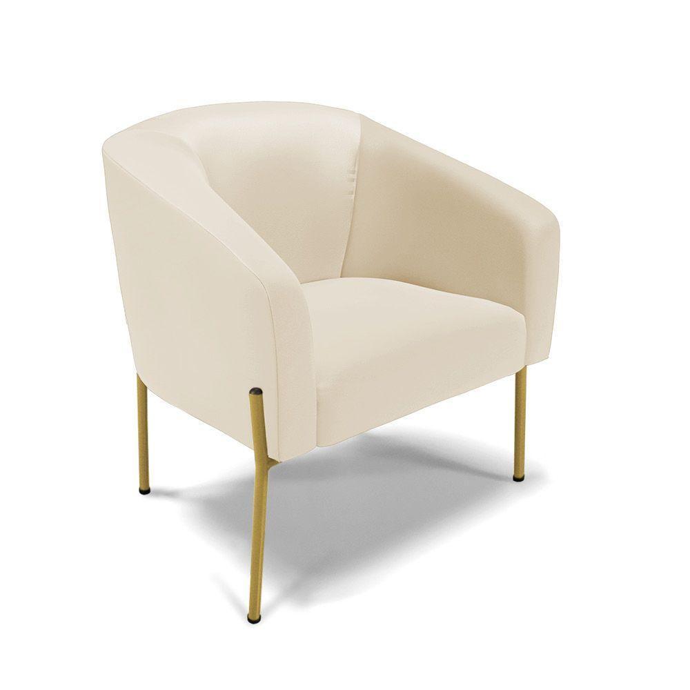 Cadeira Sala De Jantar Pé De Ferro Dourado Kit 2 Stella Sintético D03 - D'rossi Cor Bege - 3