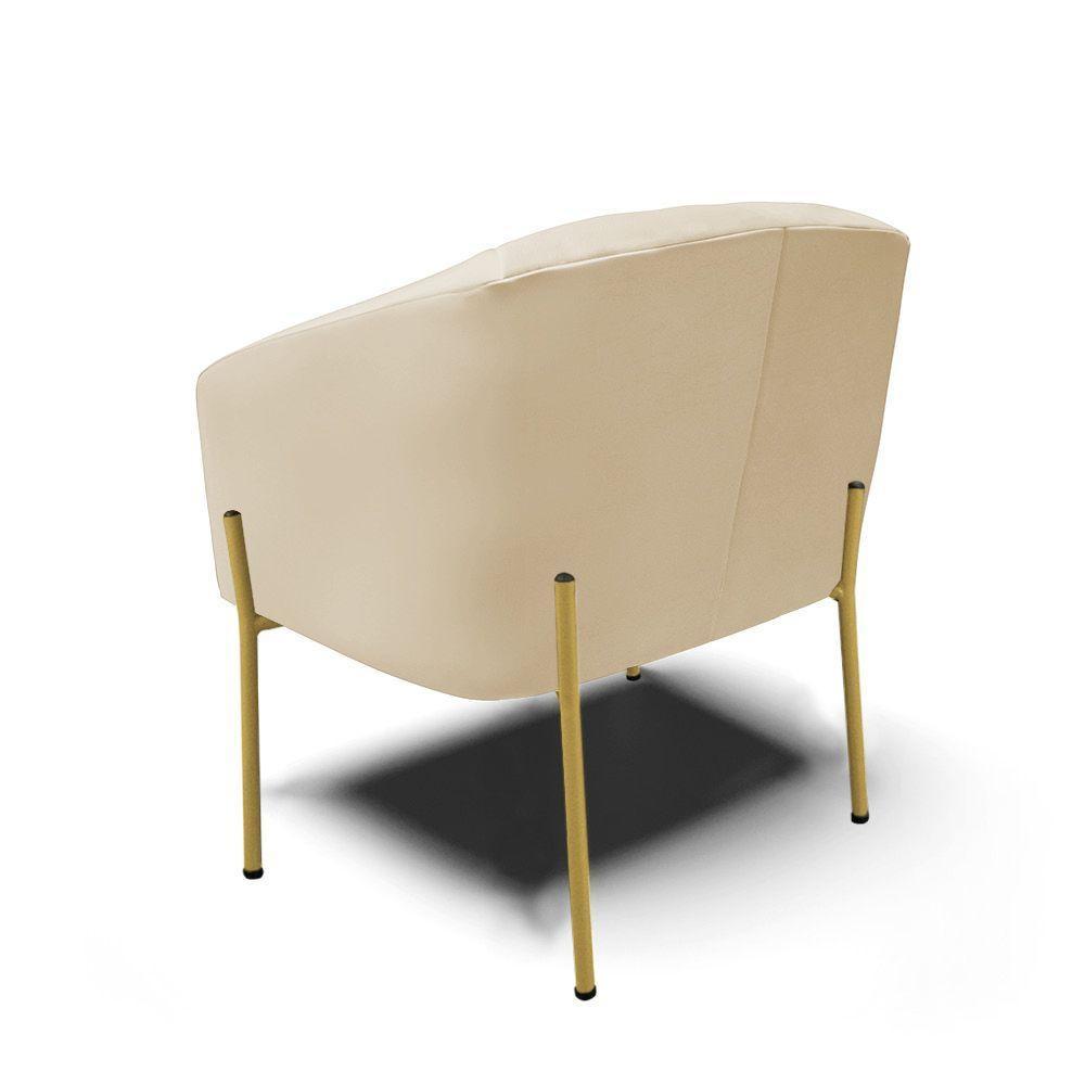 Cadeira Sala De Jantar Pé De Ferro Dourado Kit 2 Stella Sintético D03 - D'rossi Cor Bege - 4