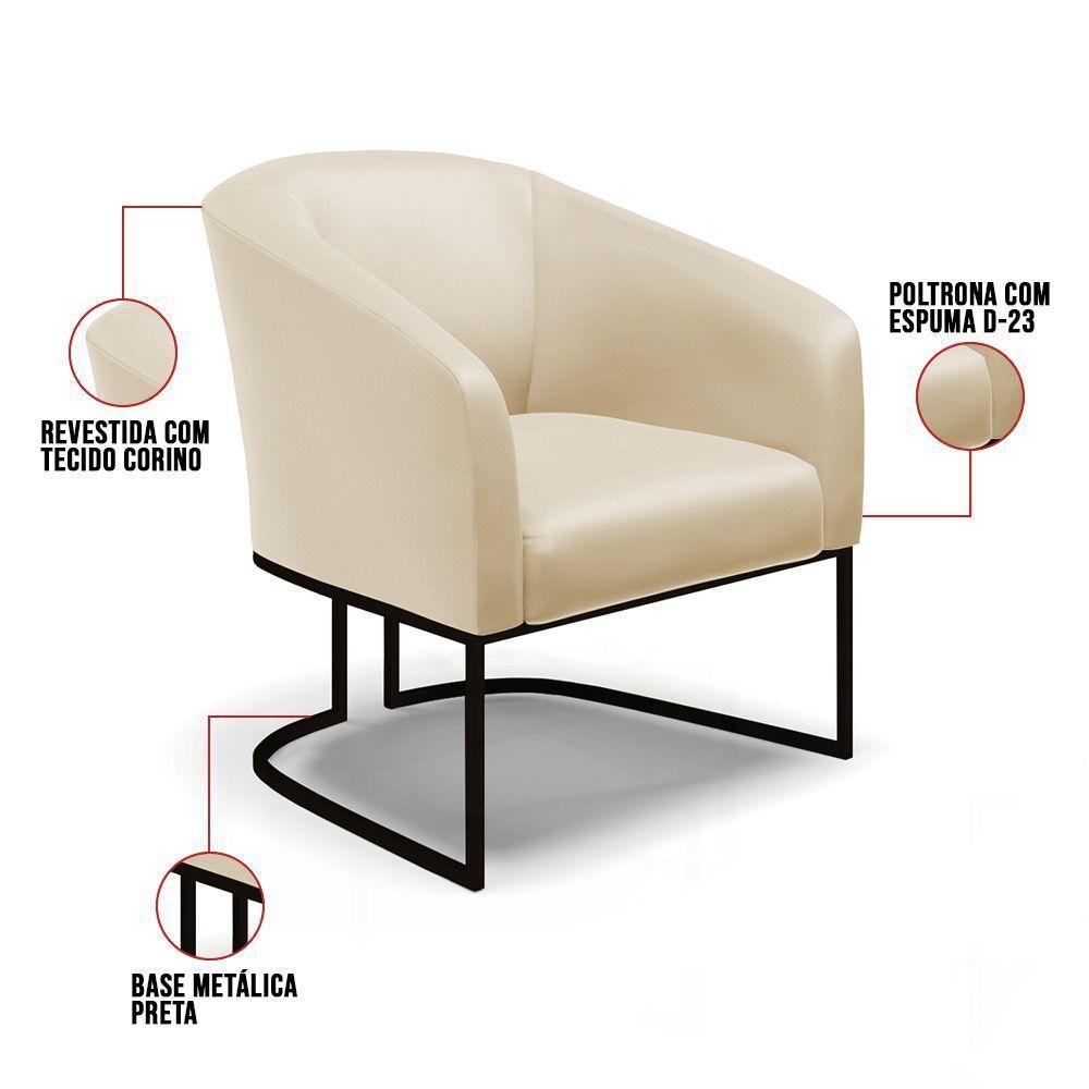 Cadeira Sala De Jantar Industrial Preto Kit 2 Stella Sintético D03 - D'rossi Cor Bege - 6