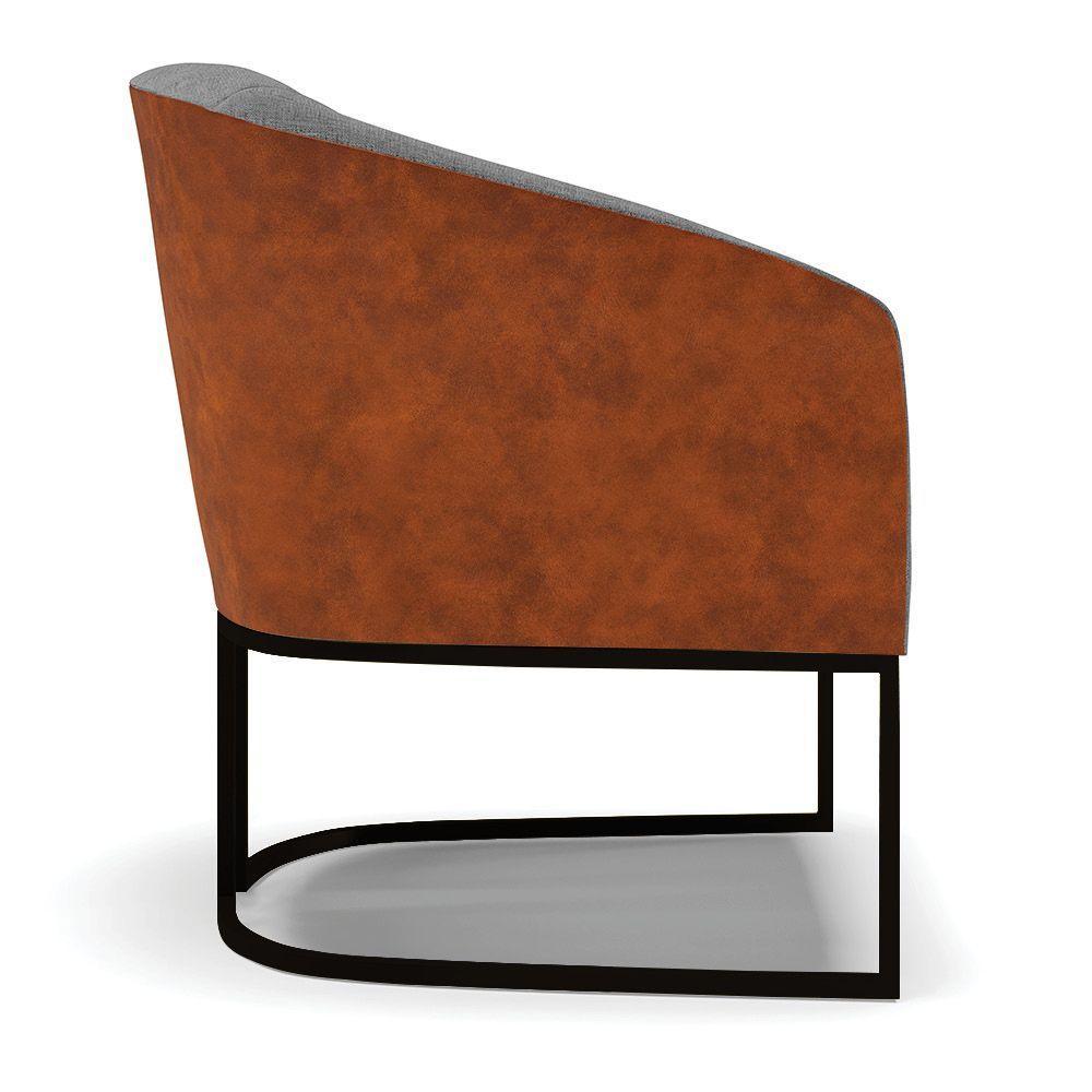 Cadeira Sala De Jantar Base Industrial Preto Stella Noz/linho D03 - D'rossi Cor Grafite - 2