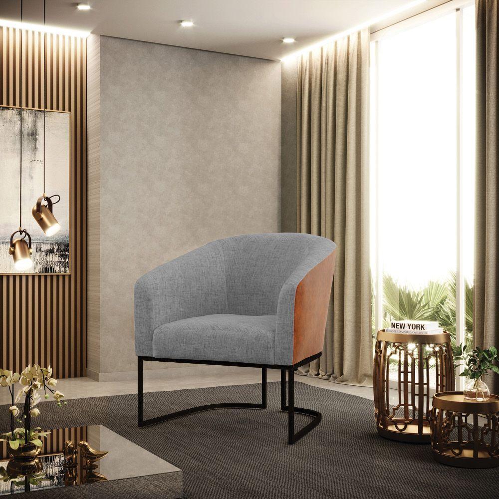 Cadeira Sala De Jantar Base Industrial Preto Stella Noz/linho D03 - D'rossi Cor Grafite - 6