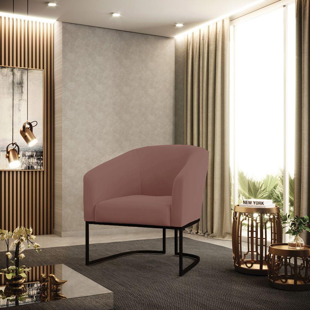 Cadeira Sala De Jantar Base Industrial Preto Kit 2 Stella Veludo D03 - D'rossi Cor Rose - 7