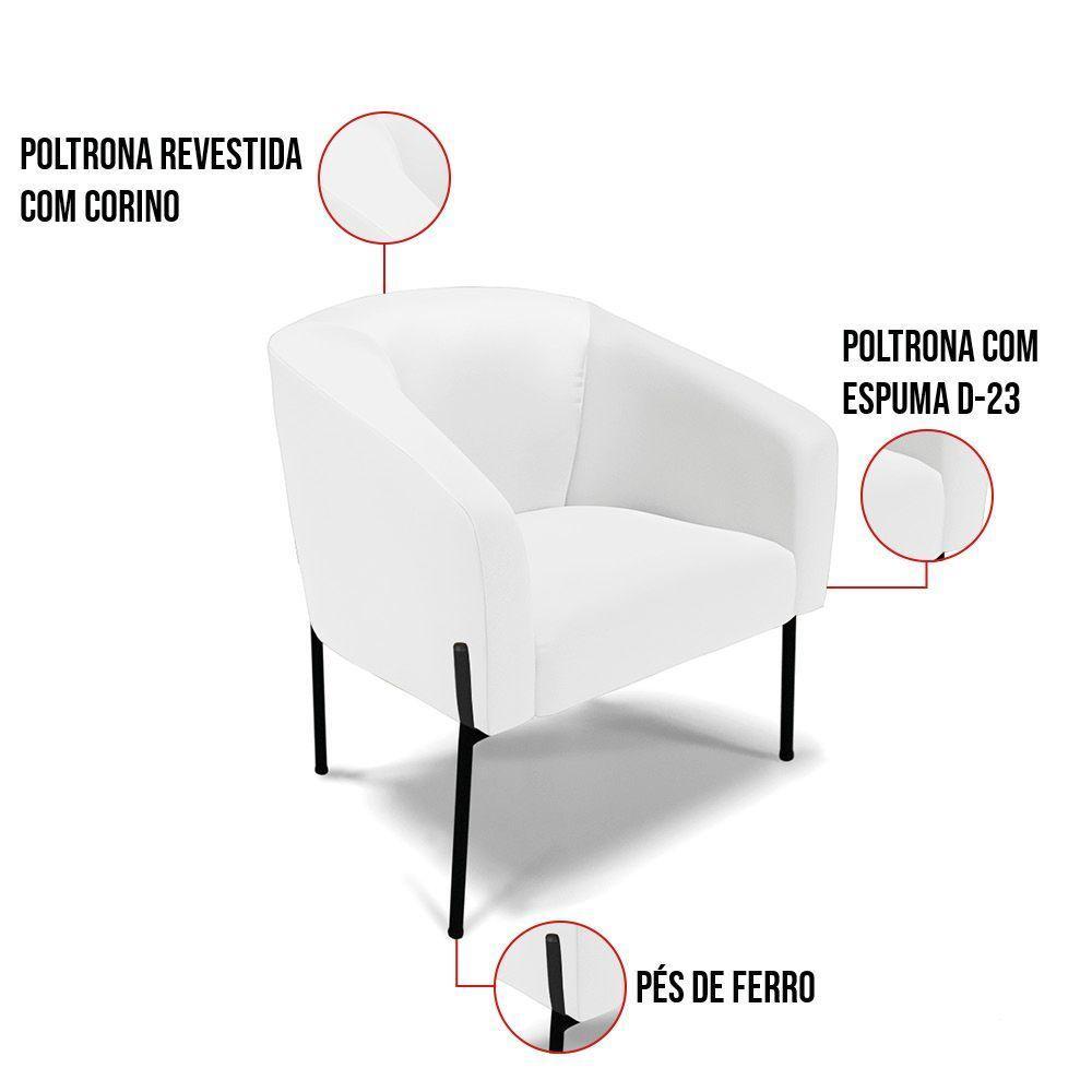 Cadeira Sala De Jantar Pé De Ferro Preto Kit 2 Stella Sintético D03 - D'rossi Cor Branco - 5