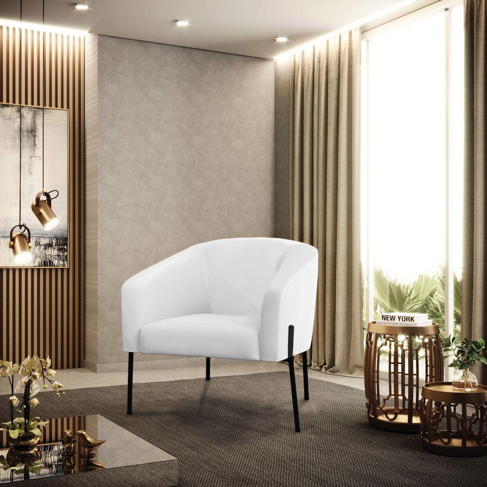 Cadeira Sala De Jantar Pé De Ferro Preto Kit 2 Stella Sintético D03 - D'rossi Cor Branco - 6