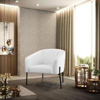 Cadeira Sala De Jantar Pé De Ferro Preto Kit 2 Stella Sintético D03 - D'rossi Cor Branco - 6