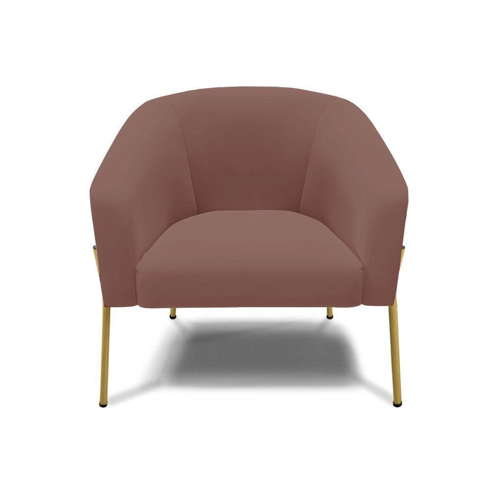 Cadeira Sala De Jantar Pé De Ferro Dourado Stella Veludo D03 - D'rossi Cor Rose - 3