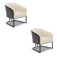 Cadeira Sala De Jantar Industrial Preto Kit 2 Stella Pto/linho D03 - D'rossi Cor Bege - 1