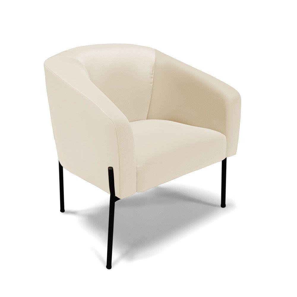 Cadeira Sala De Jantar Pé De Ferro Preto Kit 2 Stella Sintético D03 - D'rossi Cor Bege - 3