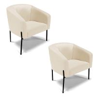 Cadeira Sala De Jantar Pé De Ferro Preto Kit 2 Stella Sintético D03 - D'rossi Cor Bege - 1