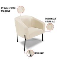 Cadeira Sala De Jantar Pé De Ferro Preto Kit 2 Stella Sintético D03 - D'rossi Cor Bege - 6