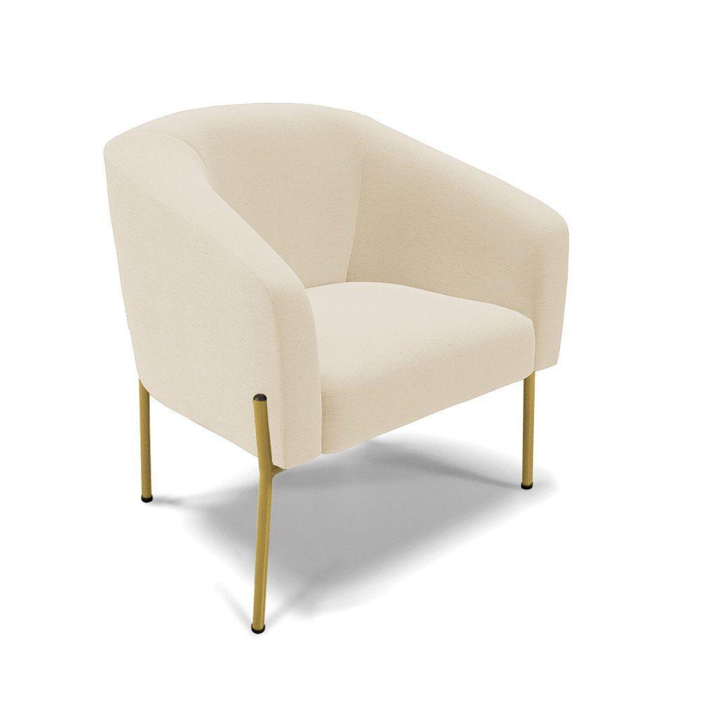 Cadeira Sala De Jantar Pé De Ferro Dourado Kit 2 Stella Linho D03 - D'rossi Cor Bege - 3