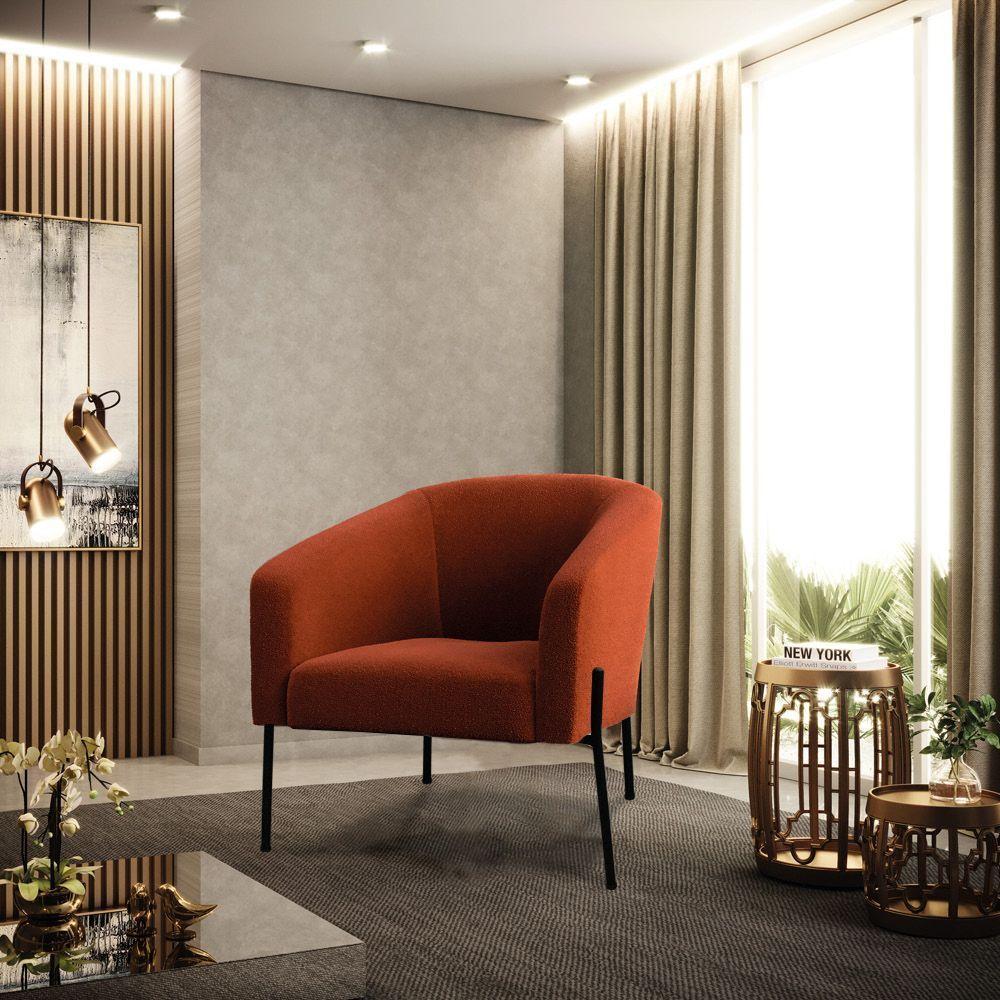 Cadeira Sala De Jantar Pé De Ferro Preto Kit 2 Stella Bouclê D03 - D'rossi Cor Terra - 6