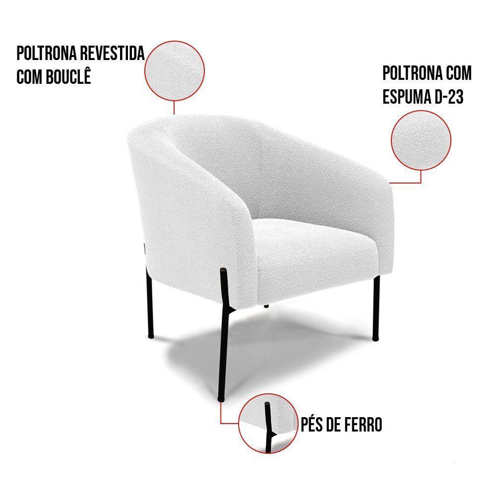 Cadeira Sala De Jantar Pé De Ferro Preto Stella Bouclê D03 - D'rossi Cor Off White - 5