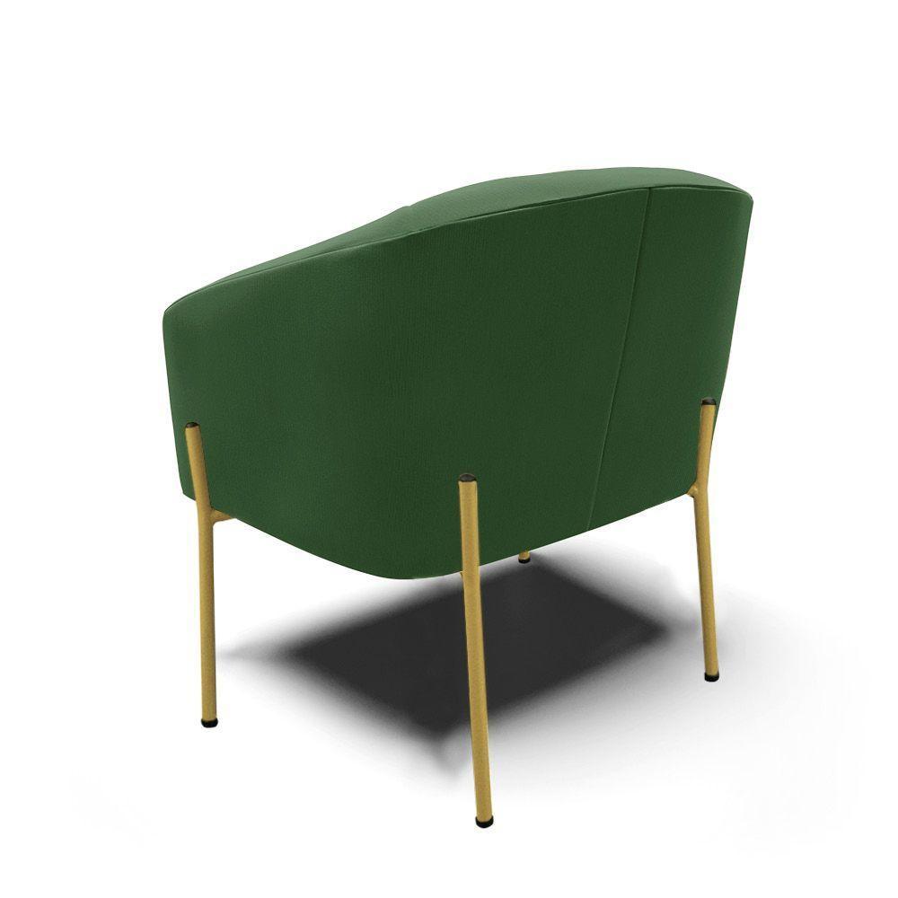 Cadeira Sala De Jantar Pé De Ferro Dourado Kit 2 Stella Suede D03 - D'rossi Cor Verde - 4