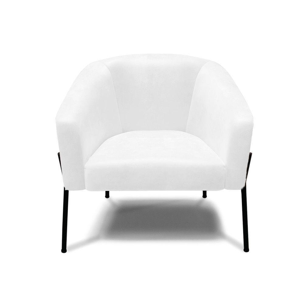 Cadeira Sala De Jantar Pé De Ferro Preto Stella Sintético Pu D03 - D'rossi Cor Branco - 3