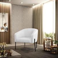 Cadeira Sala De Jantar Pé De Ferro Preto Stella Sintético Pu D03 - D'rossi Cor Branco - 6