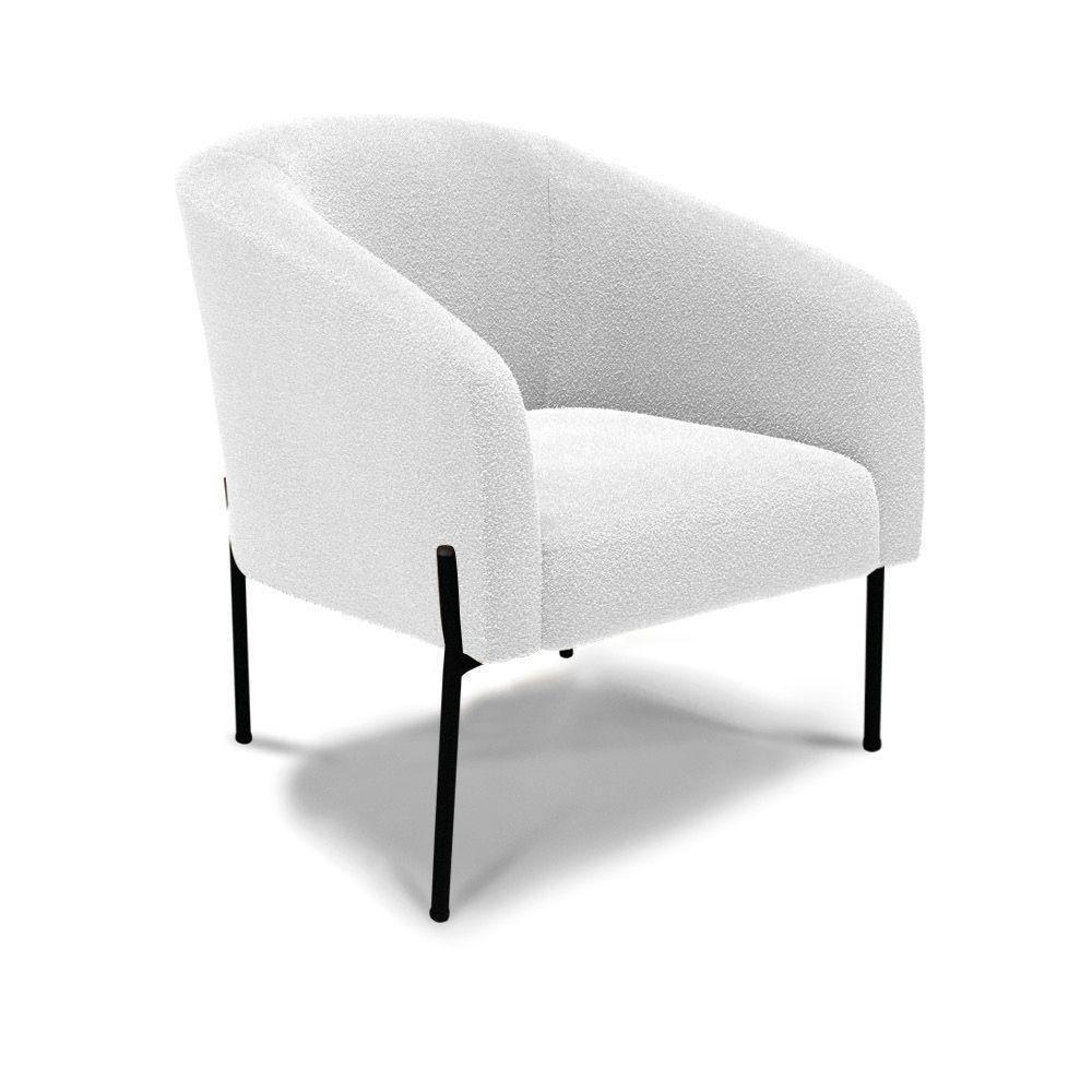 Cadeira Sala De Jantar Pé De Ferro Preto Kit 2 Stella Bouclê D03 - D'rossi Cor Off White - 2