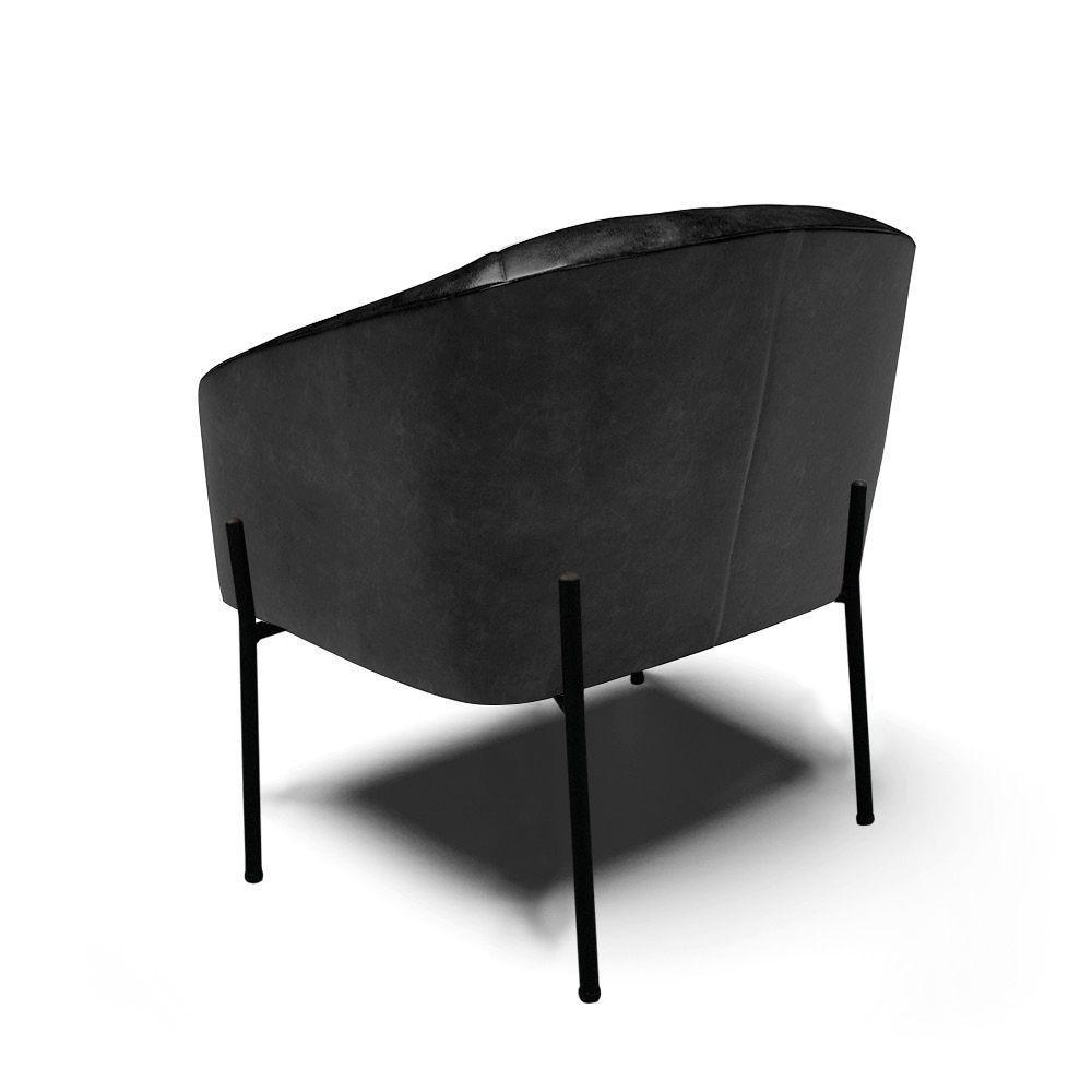 Cadeira Sala De Jantar Pé De Ferro Preto Kit 2 Stella Sintético Pu D03 - D'rossi Cor Preto - 2