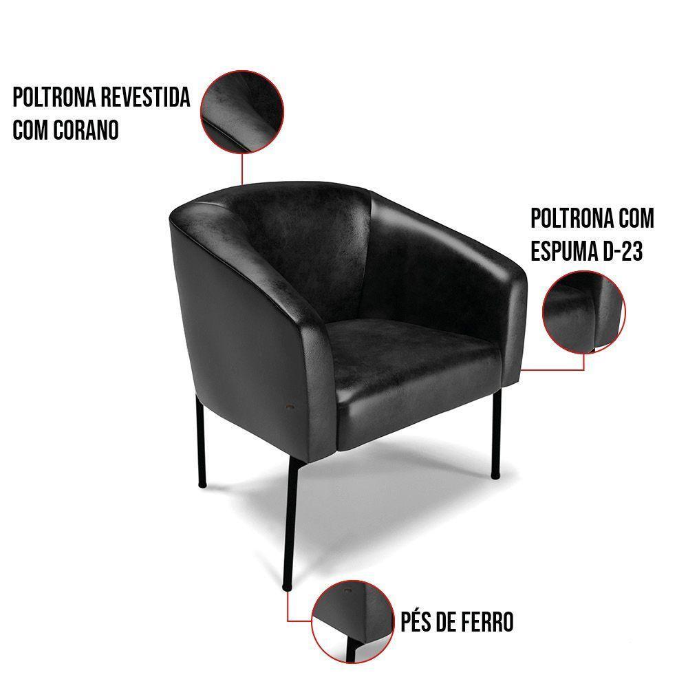 Cadeira Sala De Jantar Pé De Ferro Preto Kit 2 Stella Sintético Pu D03 - D'rossi Cor Preto - 5