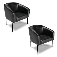 Cadeira Sala De Jantar Pé De Ferro Preto Kit 2 Stella Sintético Pu D03 - D'rossi Cor Preto - 1