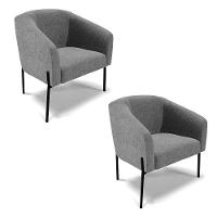 Cadeira Sala De Jantar Pé De Ferro Preto Kit 2 Stella Linho D03 - D'rossi Cor Grafite - 1