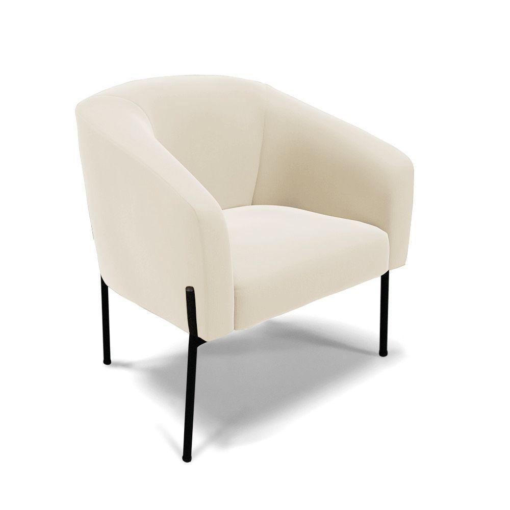 Cadeira Sala De Jantar Pé De Ferro Preto Stella Veludo D03 - D'rossi Cor Bege - 1