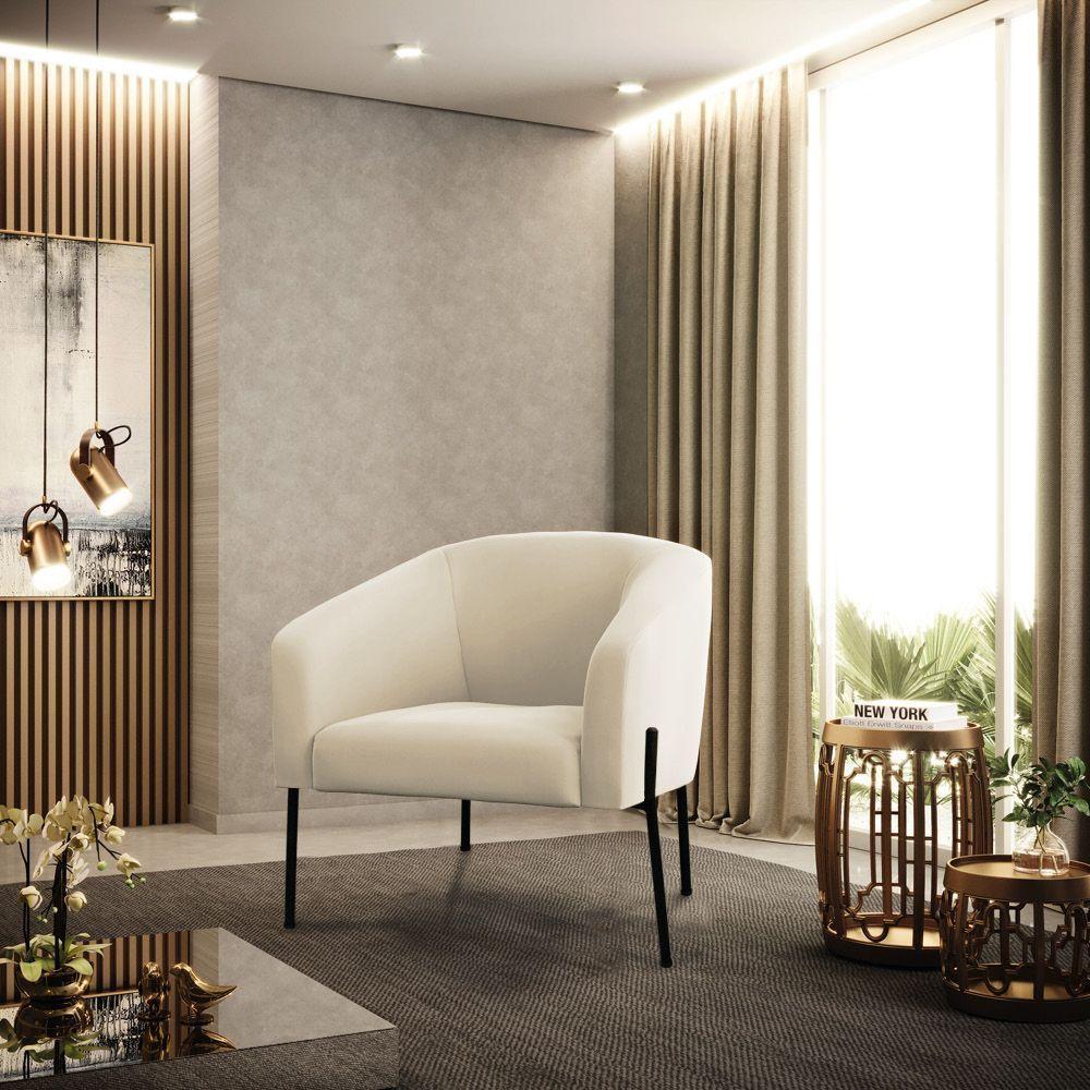 Cadeira Sala De Jantar Pé De Ferro Preto Stella Veludo D03 - D'rossi Cor Bege - 6