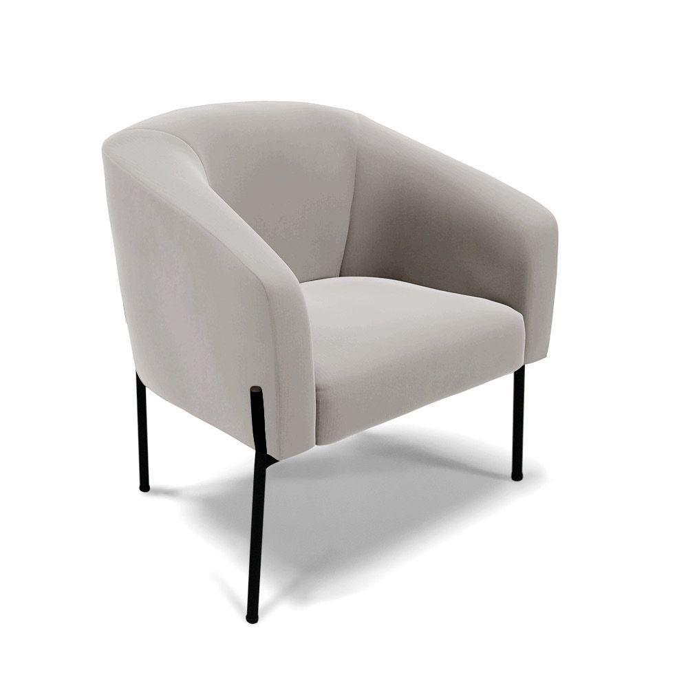 Cadeira Sala De Jantar Pé De Ferro Preto Kit 2 Stella Veludo D03 - D'rossi Cor Cinza - 2