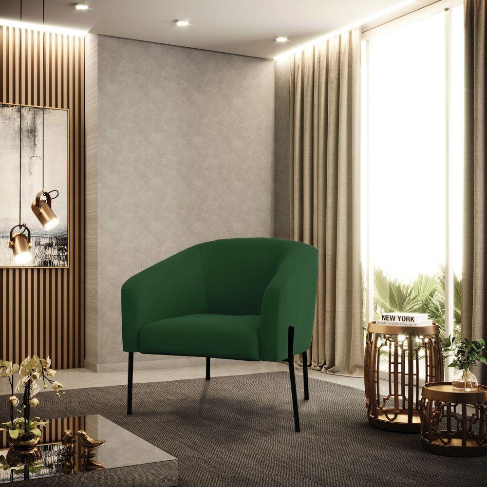 Cadeira Sala De Jantar Pé De Ferro Preto Stella Veludo D03 - D'rossi Cor Verde - 6