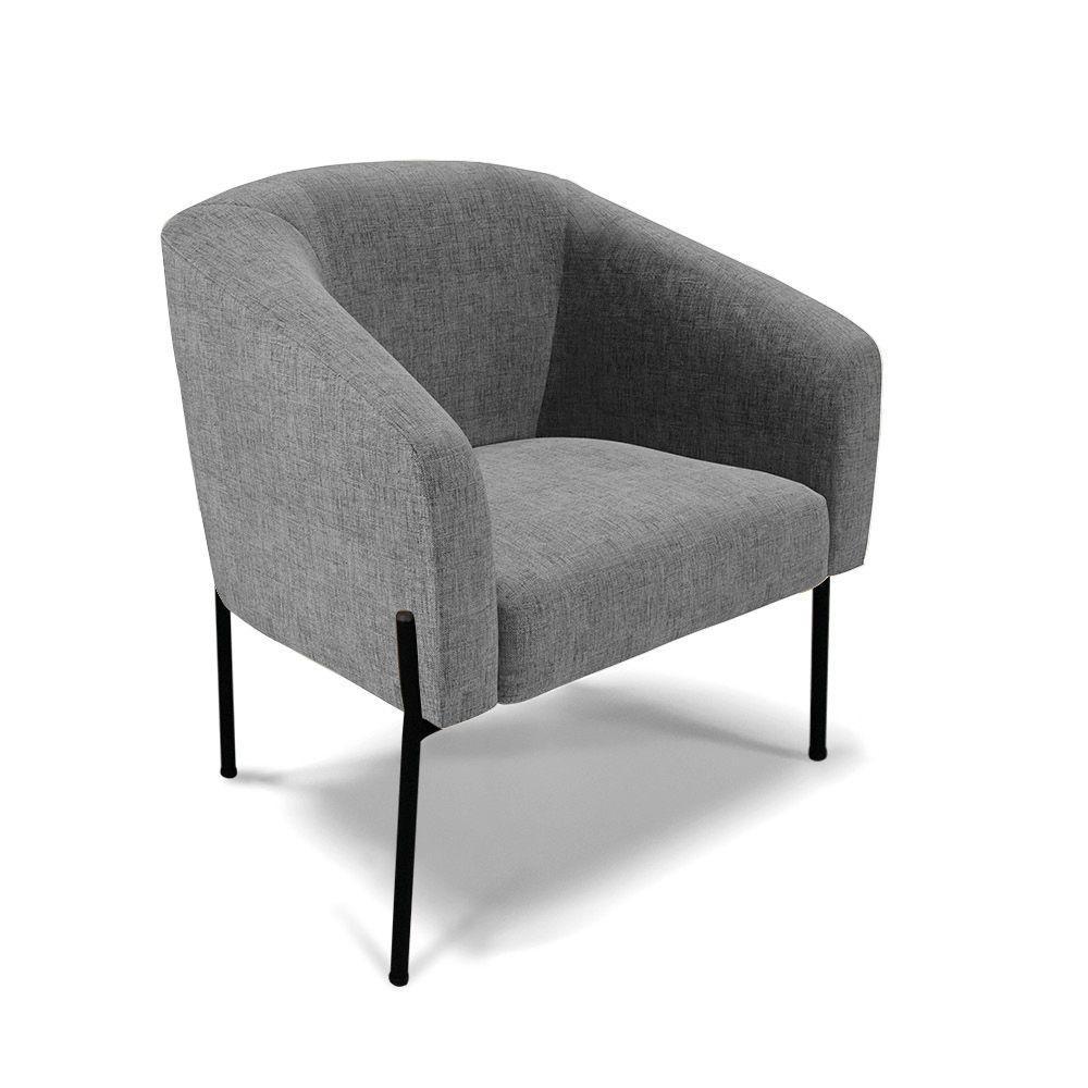 Cadeira Sala De Jantar Pé De Ferro Preto Stella Linho D03 - D'rossi Cor Grafite - 1