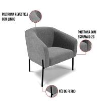 Cadeira Sala De Jantar Pé De Ferro Preto Stella Linho D03 - D'rossi Cor Grafite - 5