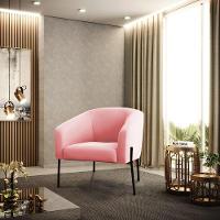 Cadeira Sala De Jantar Pé De Ferro Preto Stella Suede D03 - D'rossi Cor Rosa Bebê - 6