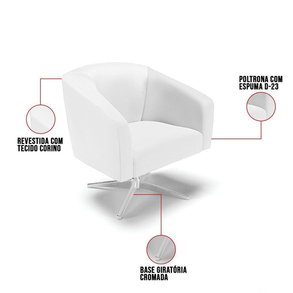 Cadeira Sala De Jantar Giratória Cromada Kit 2 Stella Sintético D03 - D'rossi Cor Branco - 6