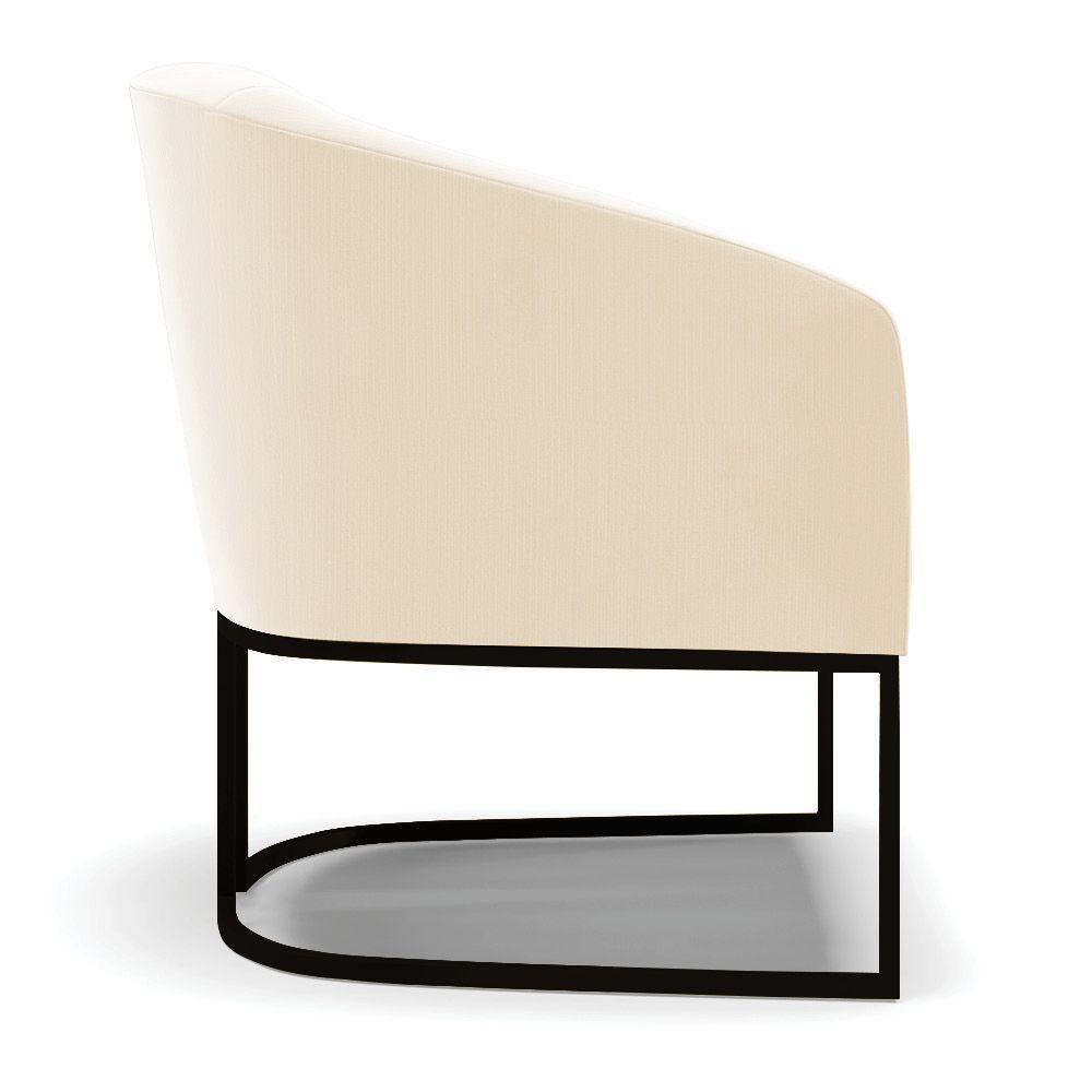 Cadeira Sala De Jantar Base Industrial Preto Kit 2 Stella Suede D03 - D'rossi Cor Bege - 2