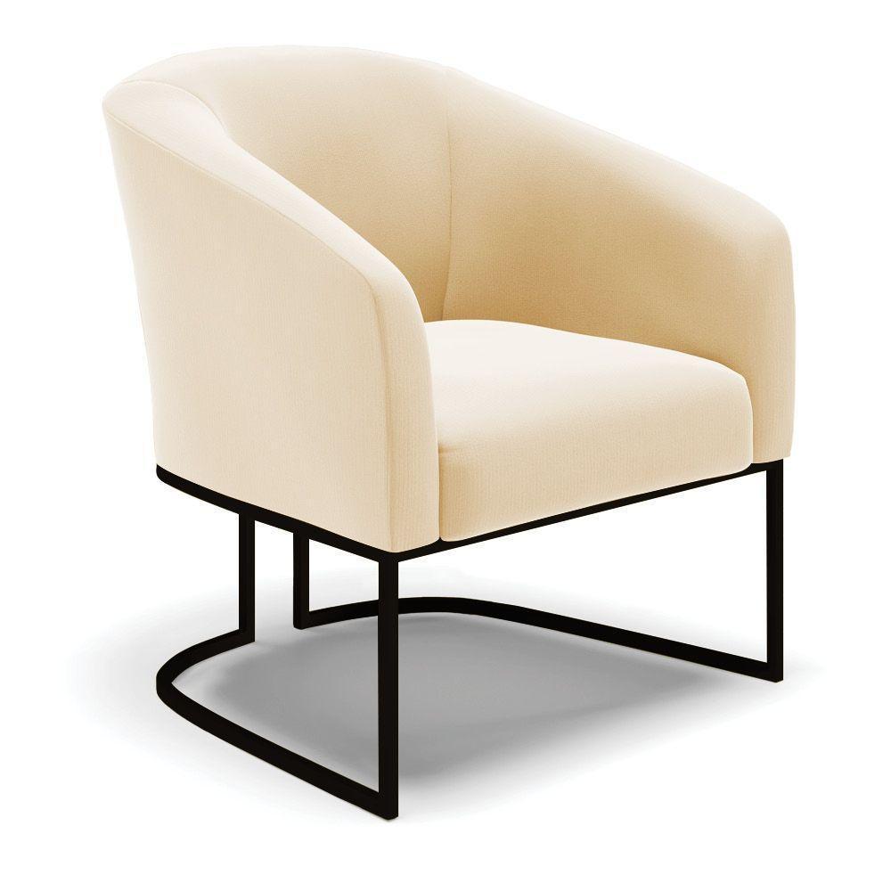 Cadeira Sala De Jantar Base Industrial Preto Kit 2 Stella Suede D03 - D'rossi Cor Bege - 3