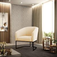 Cadeira Sala De Jantar Base Industrial Preto Kit 2 Stella Suede D03 - D'rossi Cor Bege - 7