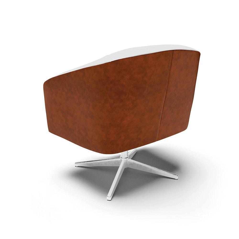 Cadeira Sala De Jantar Giratória Base Cromada Stella Noz/linho D03 - D'rossi Cor Cinza - 4