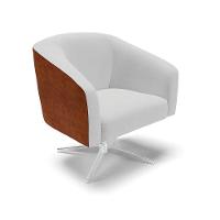 Cadeira Sala De Jantar Giratória Base Cromada Stella Noz/linho D03 - D'rossi Cor Cinza - 1