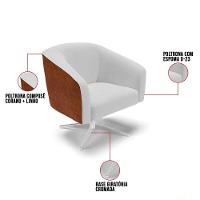 Cadeira Sala De Jantar Giratória Base Cromada Stella Noz/linho D03 - D'rossi Cor Cinza - 5