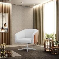 Cadeira Sala De Jantar Giratória Base Cromada Stella Noz/linho D03 - D'rossi Cor Cinza - 6