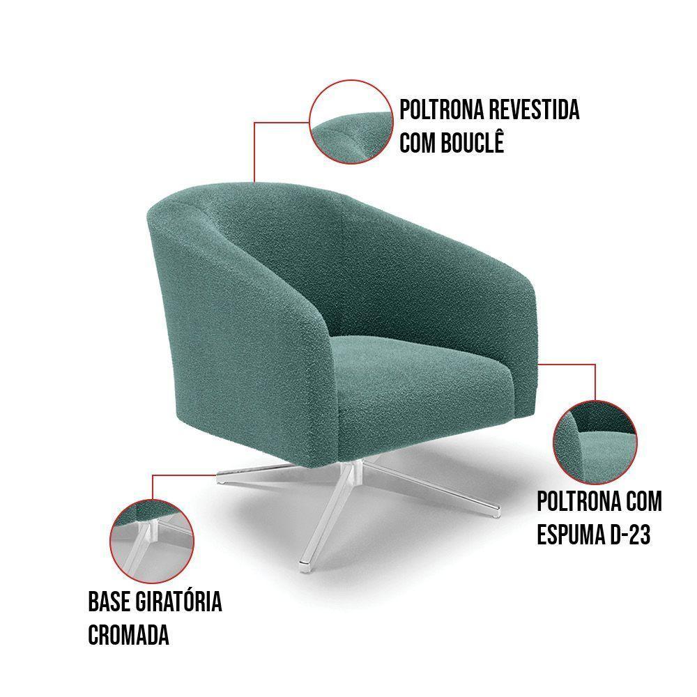 Cadeira Sala De Jantar Giratória Base Cromada Stella Bouclê D03 - D'rossi Cor Menta - 5