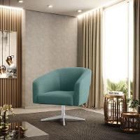 Cadeira Sala De Jantar Giratória Base Cromada Stella Bouclê D03 - D'rossi Cor Menta - 6